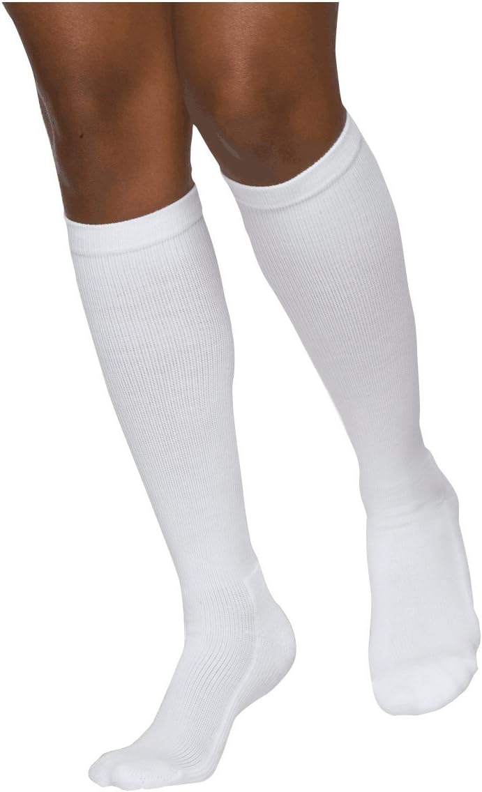 Sigvaris Men’s Motion Cushioned Cotton 360 Closed Toe Calf-High Socks 20-30mmHg - White - Small Long