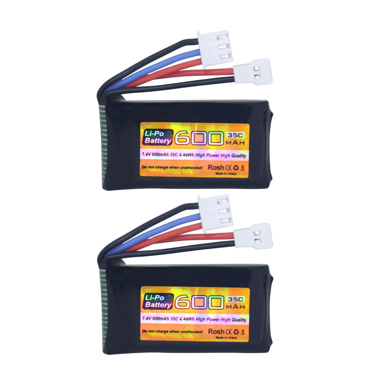 ZYGY 2PCS 7.4V 600mAh 35C 2S Batterie Li Molex Plug pour FMS FCX24 RC Car, Camion, Véhicule d'escalade électrique RC Batterie FCX24