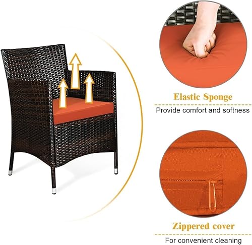 Miniatura 5 de Goplus Juego de patio de ratán de 4 piezas, juego de conversación de mimbre para exteriores e interiores para piscina, patio trasero, césped, sillas