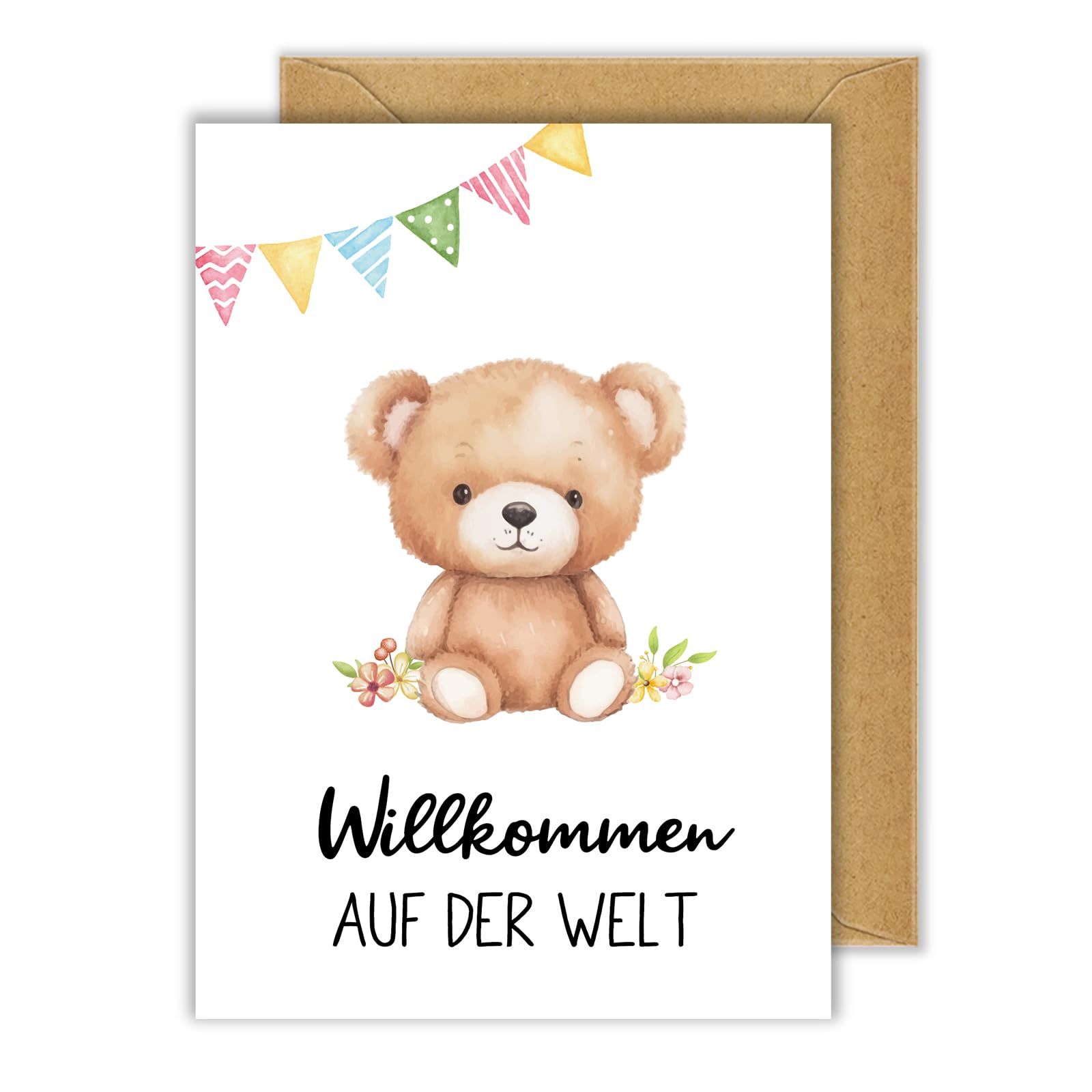 Geburtskarte Mit Umschlag – Willkommen Auf Der Welt, Mädchen (DIN A6, 300g/m² Papier)