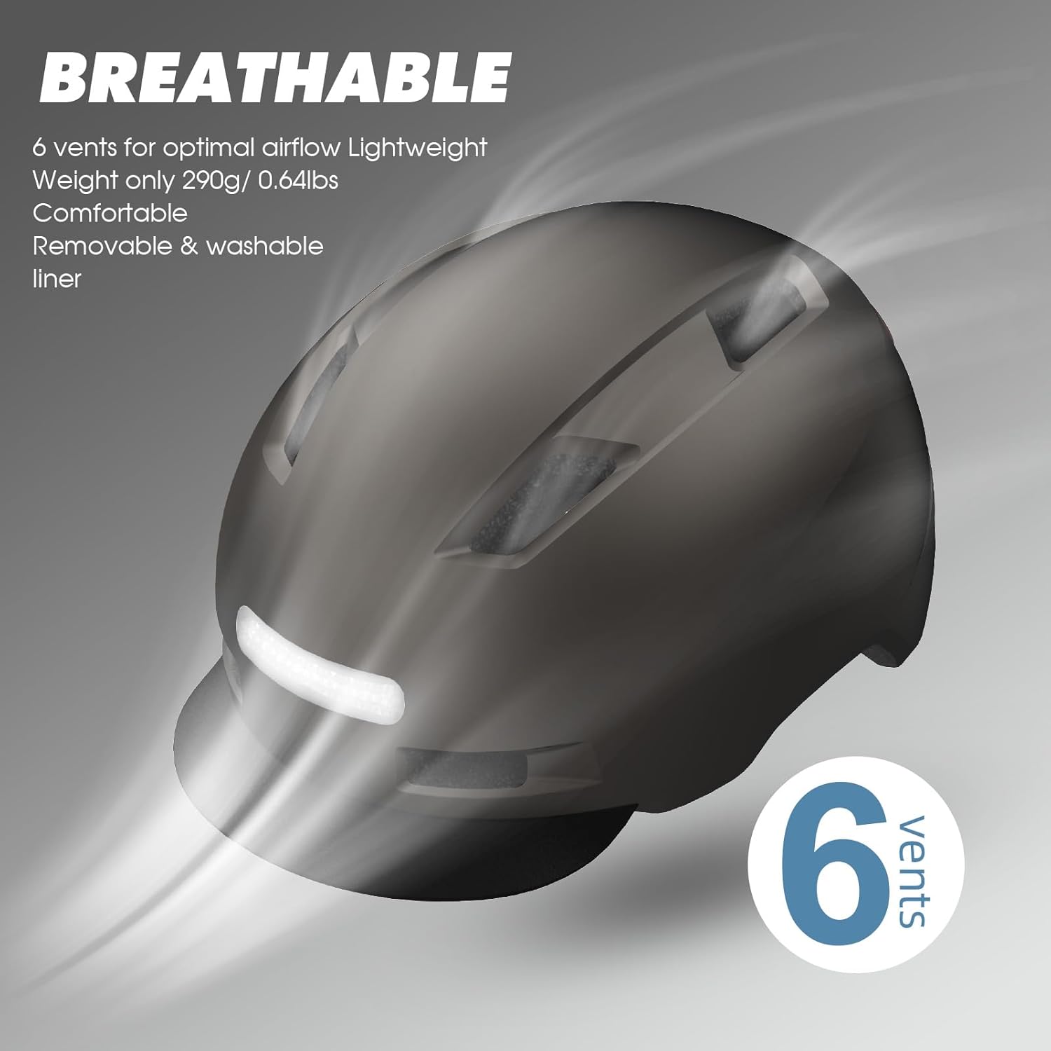 Bike Helmet, Shinmax Adult Cycling Helmet with USB Rechargeable LED Front and Back Light Bicycle Helmets for Men Women - Image 4