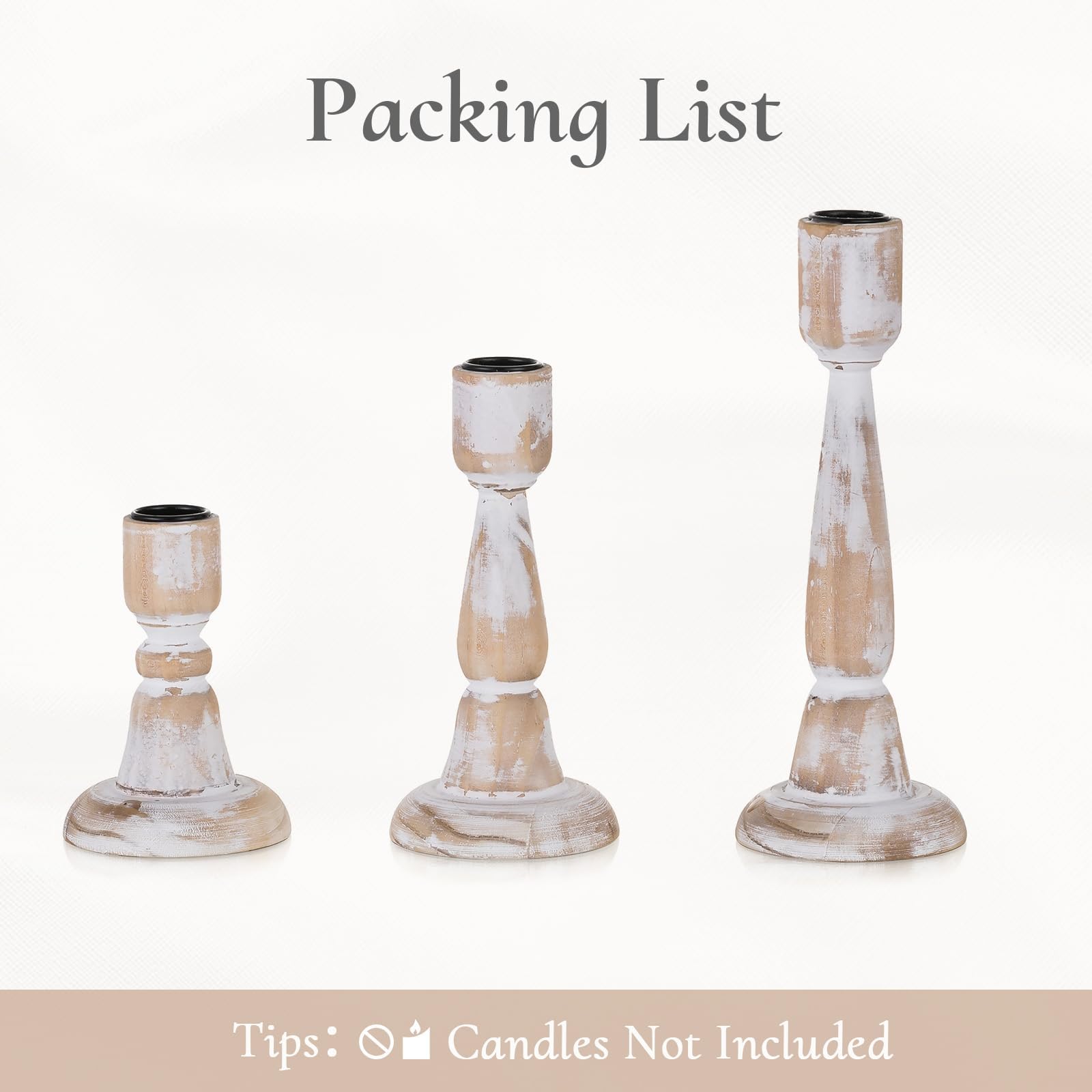 Portacandele in legno a bastoncino, 3 candelabri rustici per candele, per feste, anniversari, vacanze, Natale, decorazione da tavolo autunnale