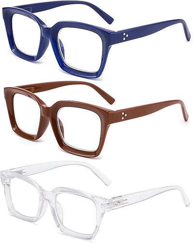 Miniatura 7 de Readers for Women Oprah Style Square Reading Glasses with Spring Hinge Blue Light Blocking for Men Ladies