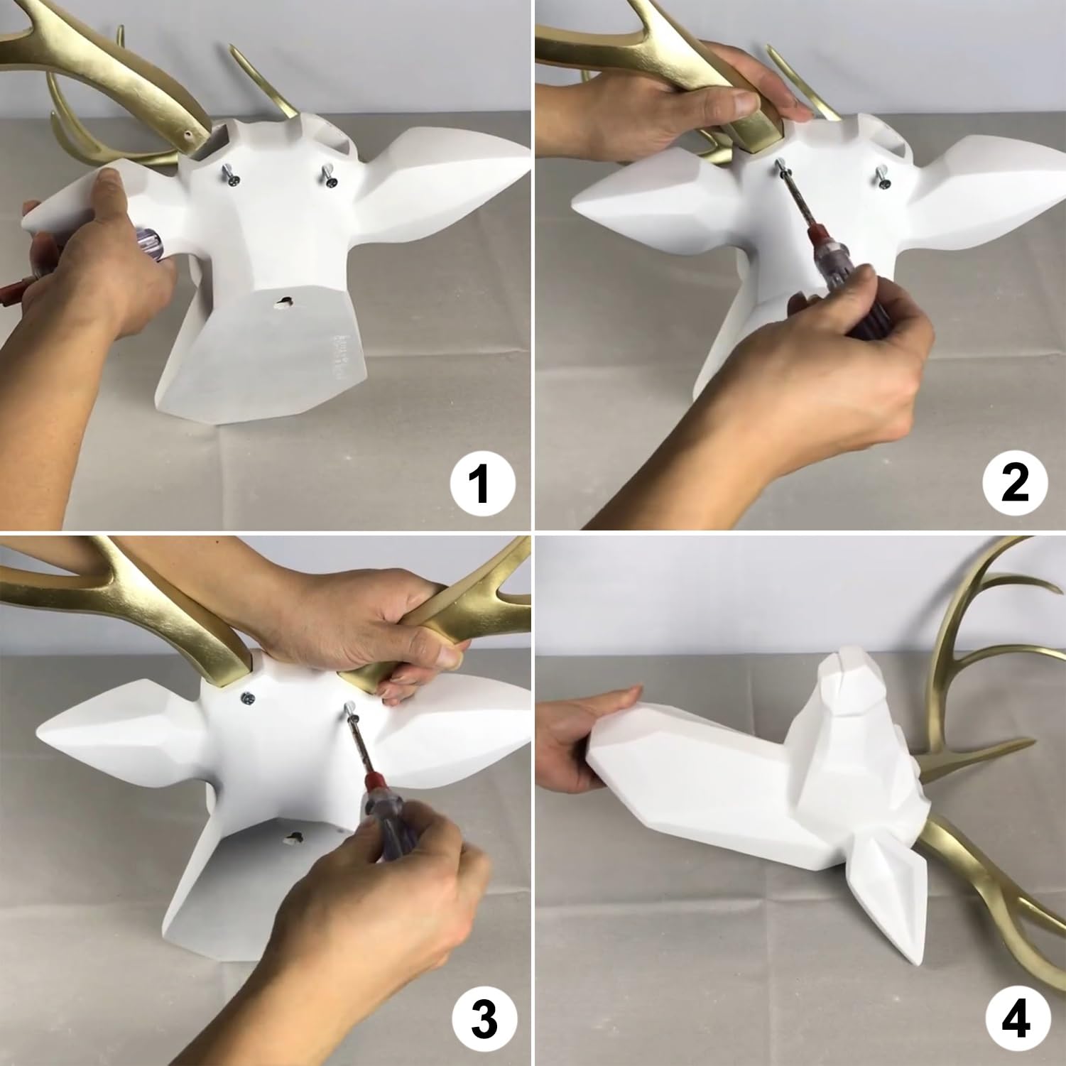 Testa di cervo 3D da appendere alla parete, grande testa di cervo in resina, decorazione da parete, realistica testa di animale fatta a mano, opera d'arte per casa, ufficio, bar