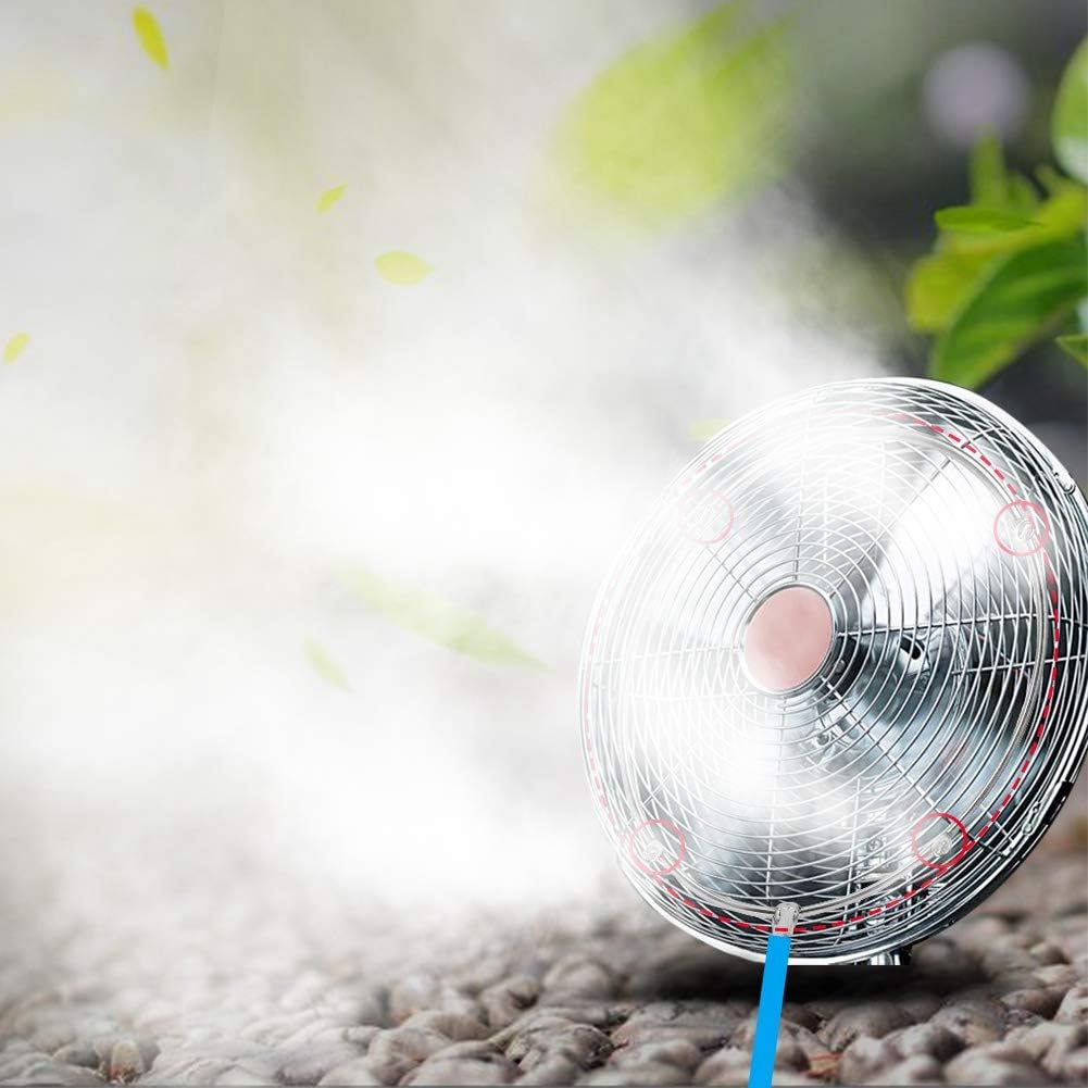 Misting Ring, 4Pcs 3/16 Stainless Steel Misting Nozzle + Misting Outdoor Spray Cooling System Set for Patio Fan Garden Greenhouse