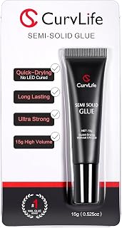 CurvLife Super Strong Nail Glue 15g for Press-On Nails - Quick Dry 10s, No UV Needed, Long-Lasting Semi-Solid Bond