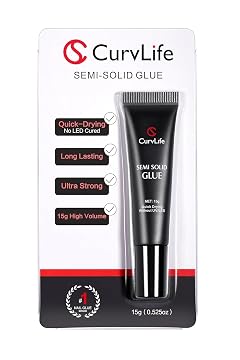 Curvlife Super Strong Nail Glue 15g for Press On Nails - Quick Drying Semi Solid Long Lasting No