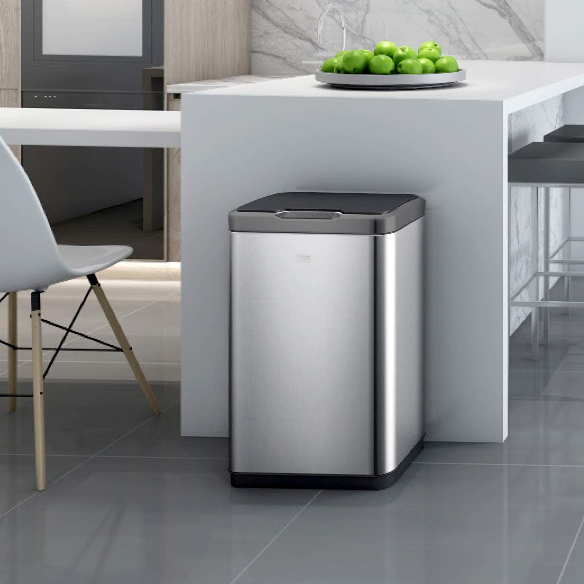 Exclusive EKO Mirage-T 50 Liter / 13.2 Gallon Touchless Rectangular Motion Sensor Trash Can, Brushed Stainless Steel Finish