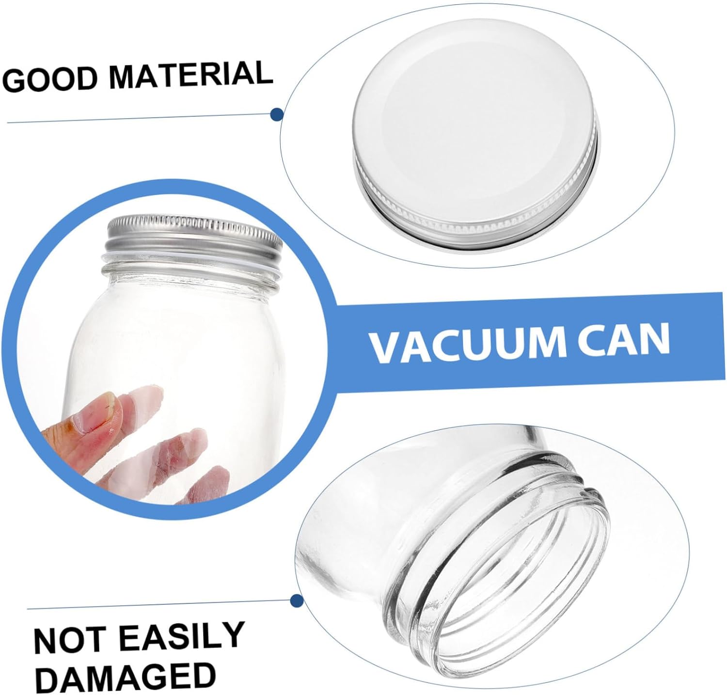 6pcs Glass Honey Jars Mason Jars Lids Airtight Sealing Glass Storage for Jam Candy Yogurt