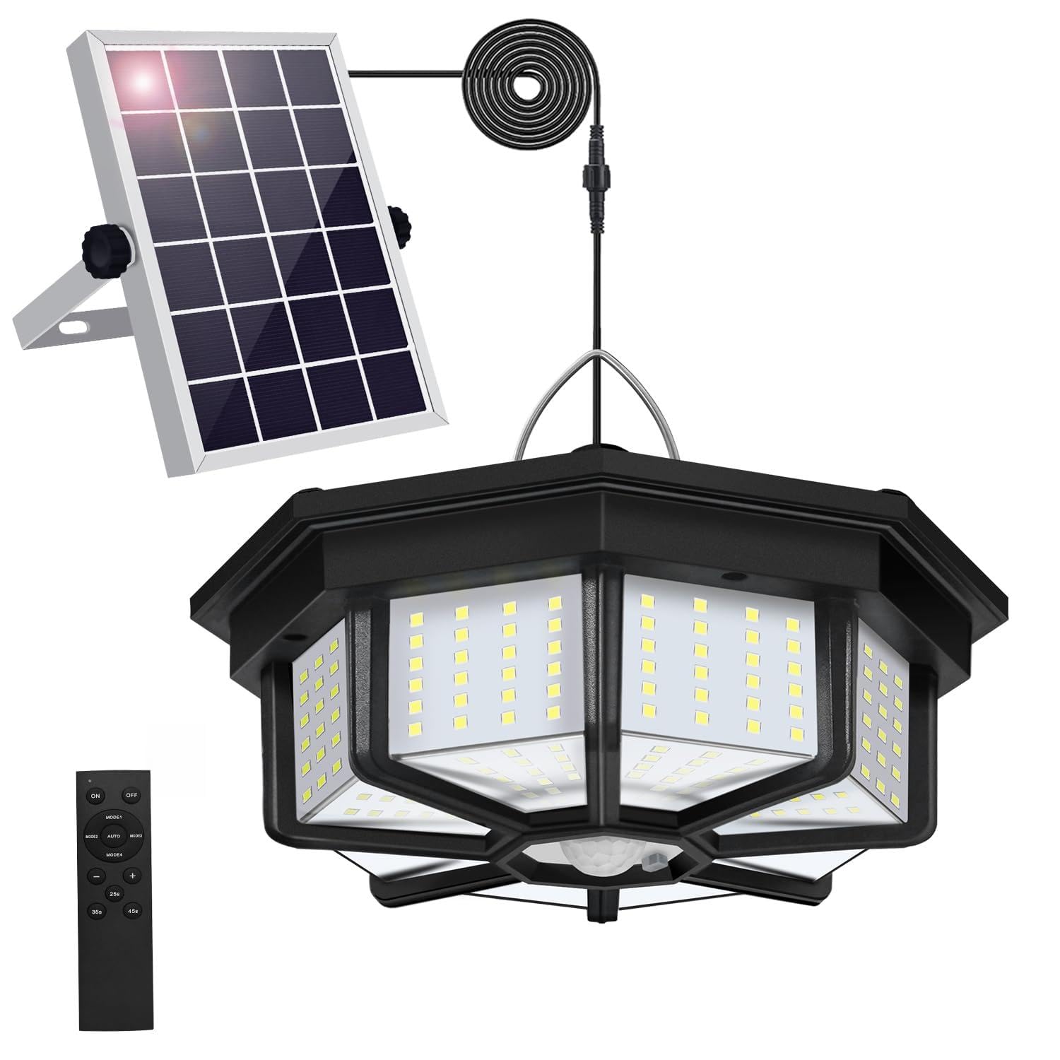 Luz solar para cobertizo interior de 228 LED con control remoto de 5 modos 8