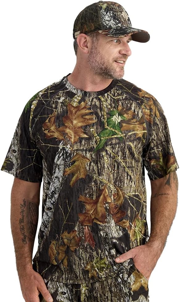 Nomad Mens Mirage Short Sleeve Crew, Performance Hunting Shirt, Mossy Oak New Breakup Camo, X-Large