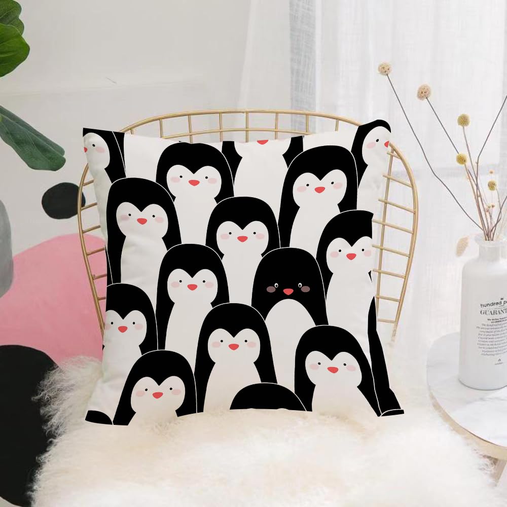 Hyosxw Seamless Pattern With Penguins - A2 Cushion Cover,Throw Pillow Case Home Decorative For Living Room Bedroom Sofa Chair 18X18 Inch,Seamless Pattern With Penguins,Pillowcase 45X45cm