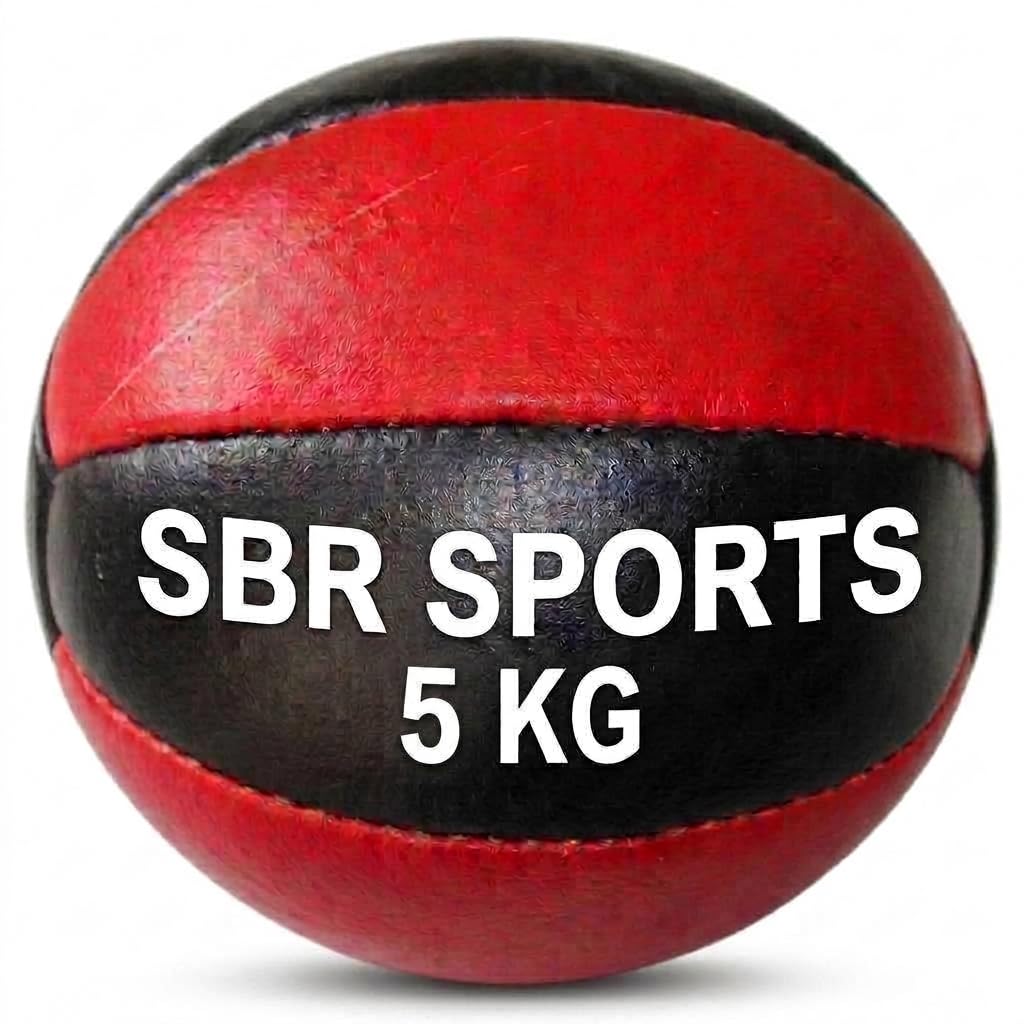 SBR SPORTS~5 KG Leather Medicine Ball for Men & Women | Low Bounce Gym Ball for Strength Training | Durable Leather Surface with Strong Grip | Home & Commercial Gym Fitness Weight Ball 5 kg-image-25