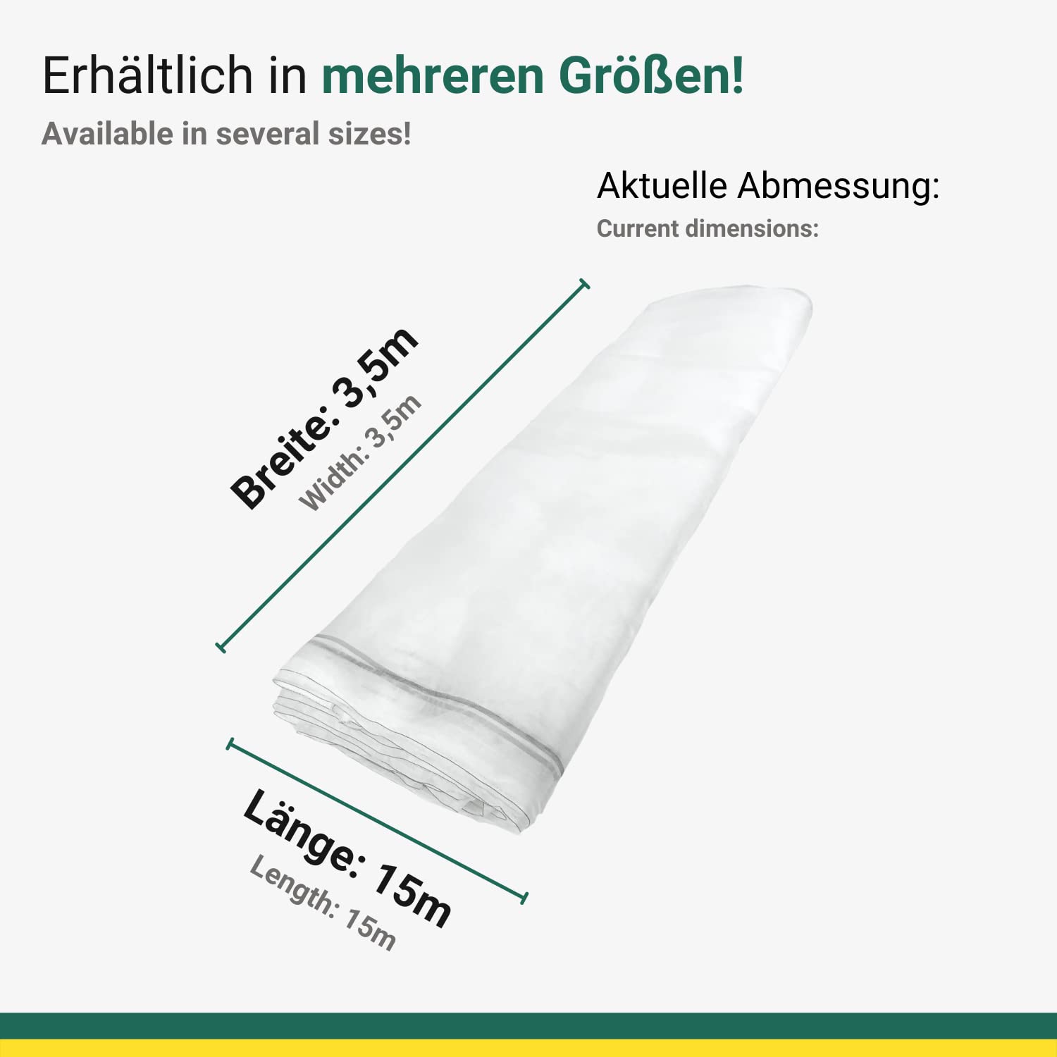 1 pezzo 3,5 x 15 m rete di protezione per verdure, di alta qualità, resistente ai raggi UV, protezione da parassiti, zanzariera, rete da giardino fine + a maglie strette dalla Germania