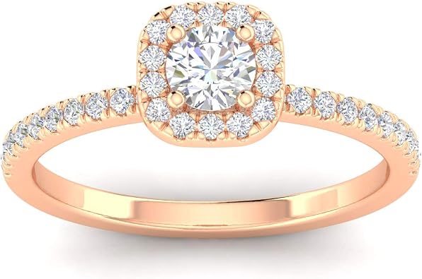 1/2ctw Diamond Halo Engagement Ring in 10k Rose Gold