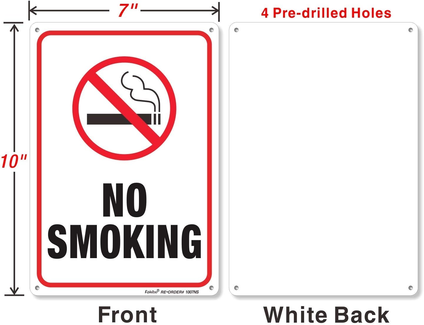 No Smoking Sign,3 Pack No Smoking Metal Reflective Signs - 10 x 7 Inches .040 Rust Free Heavy Duty Aluminum sign - UV Printed With Professional Graphics - Easy To Mount - Indoor & Outdoor use