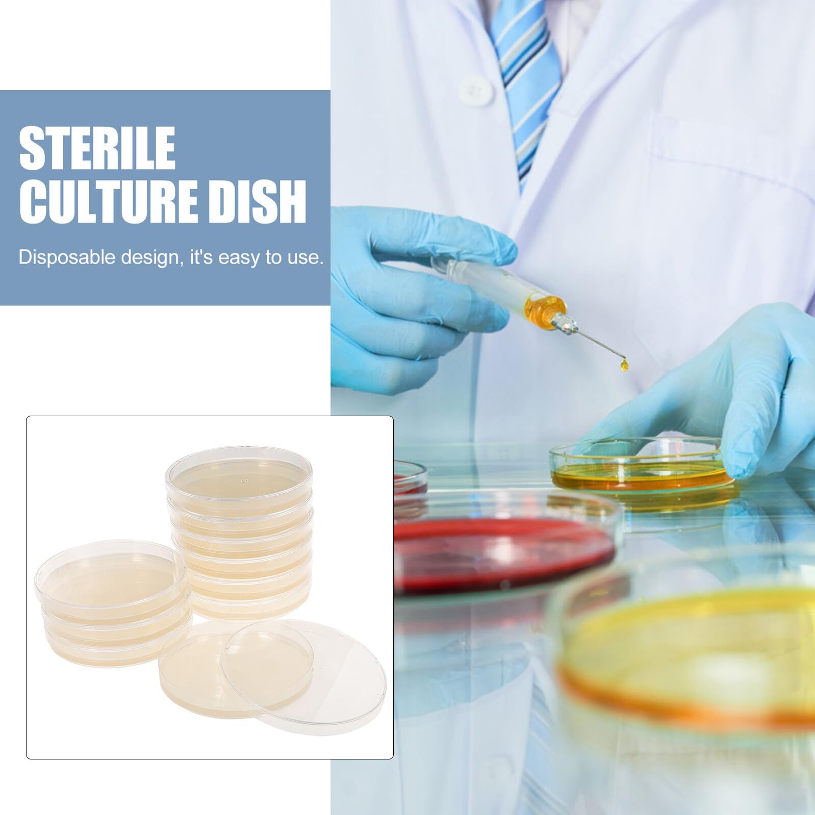 10 piezas Placas de Petri con Agar Cultivo Microbiano Prellenado de Unidades para Experimentos Científicos Escolares Compacto y Fácil Almacenamiento