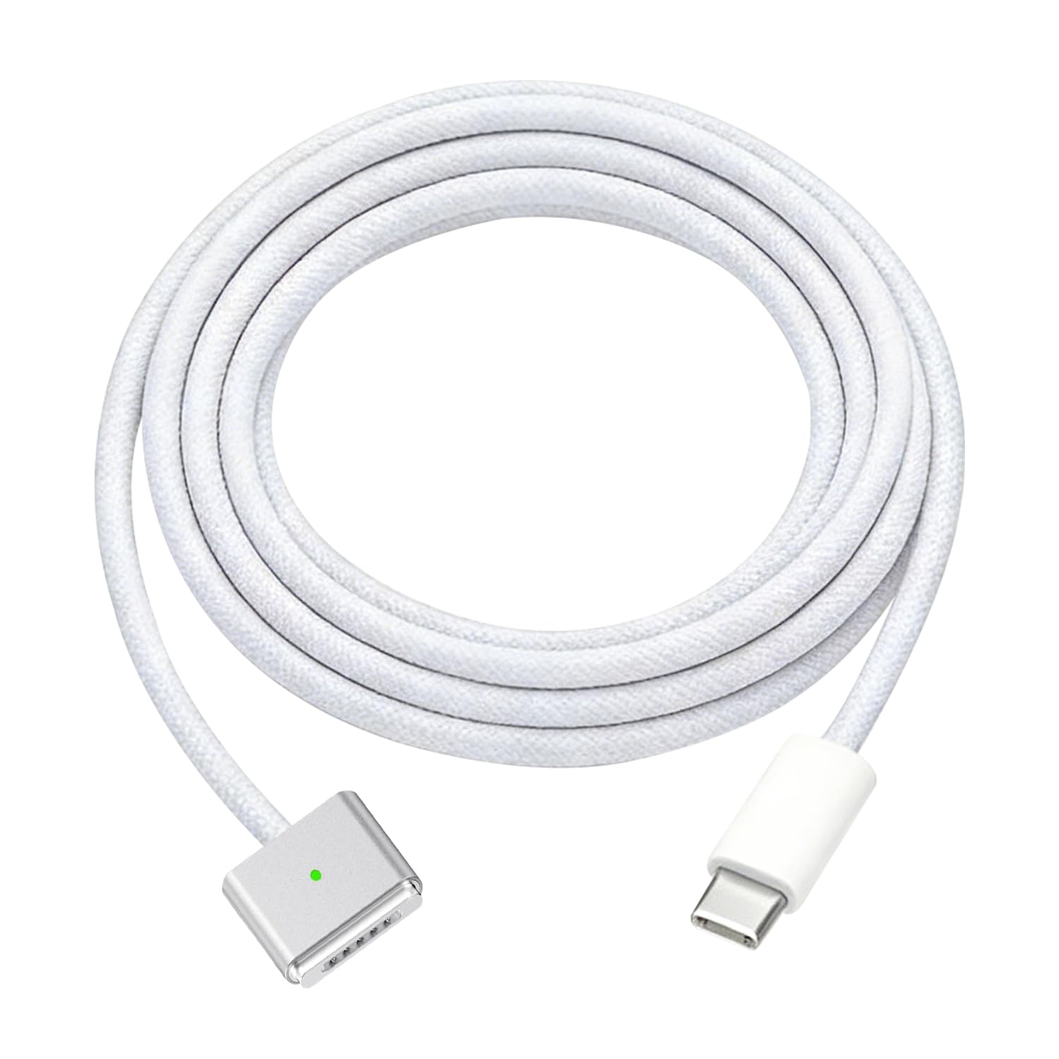 USB-C to MagSafe3 磁気充電ケーブル 2M PD3.1 対応最大 140W 高速充電 高耐久ナイロン編組 折りたたみ式 MagSafe3 充電コード 対応 MacBook Air M2/M3 13/15 インチ 2022-2024 MacBook Pro14/16 インチ 2021-2023 ホワイト