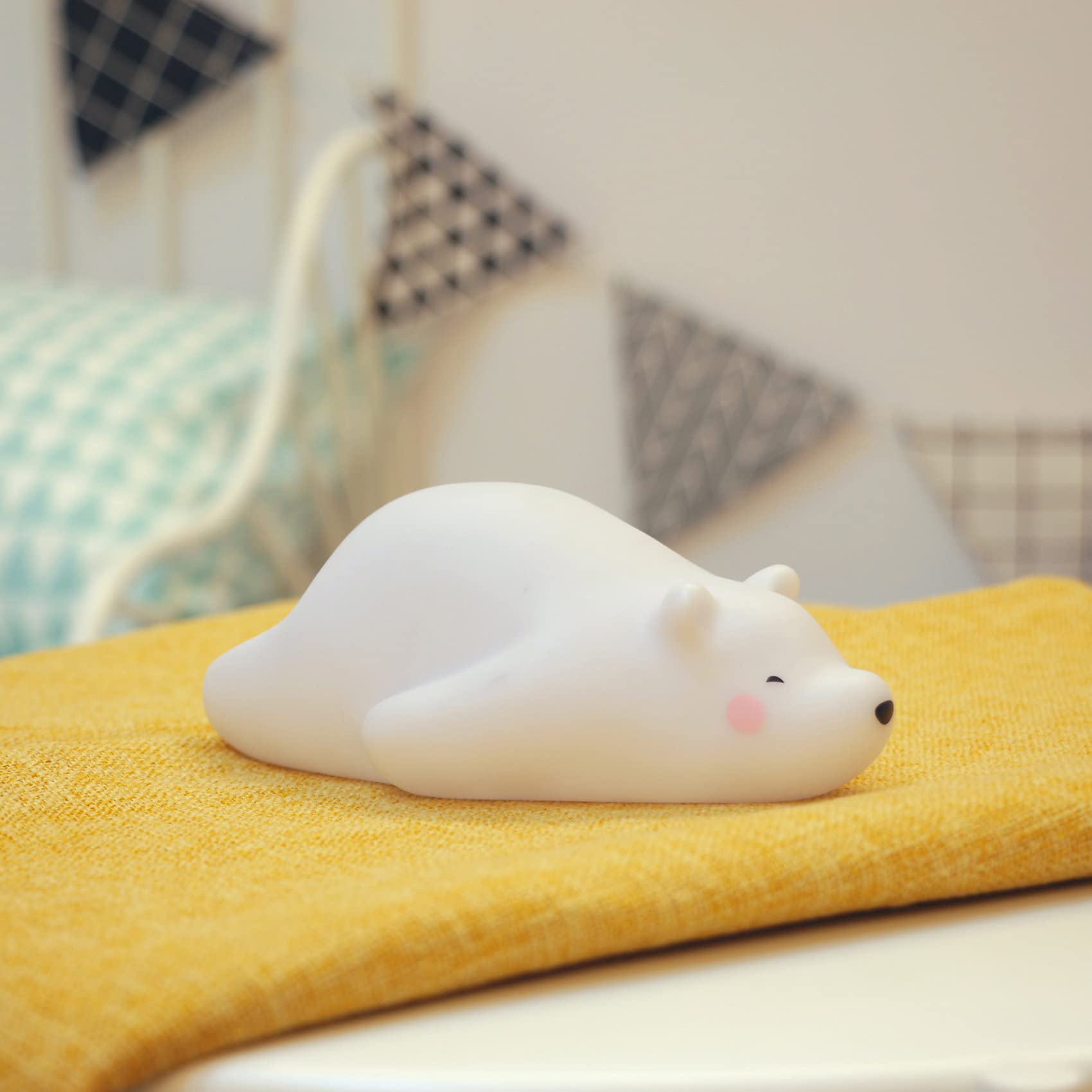 Reer lumilu Lazy Friends Bear, słodki miś lampka nocna, wspaniały prezent na chrzest, prezent urodzinowy dla chłopców i dziewczynek, biały, 52230