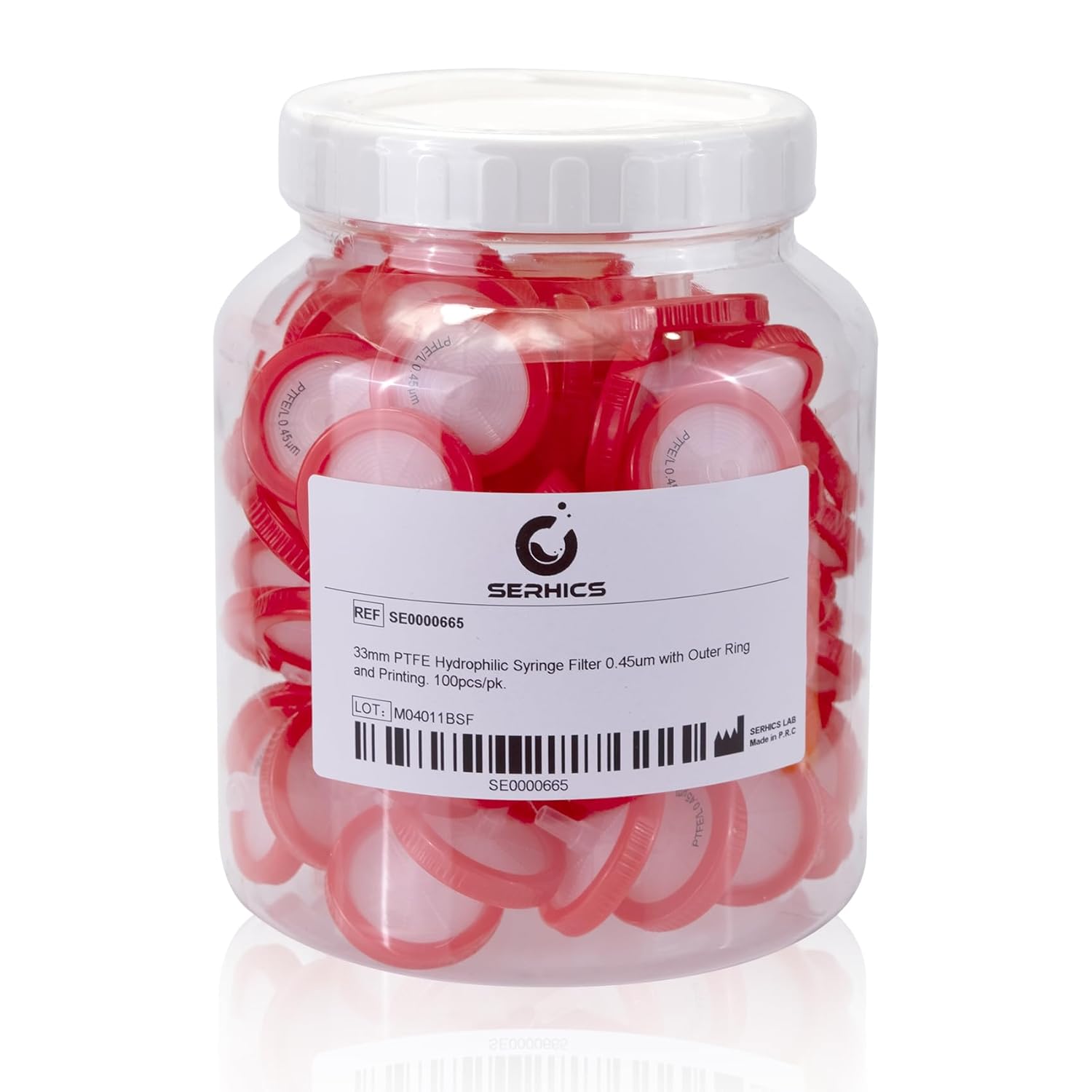 Syringe Filters Hydrophilic PTFE 33 mm 0.22 um,100pcs