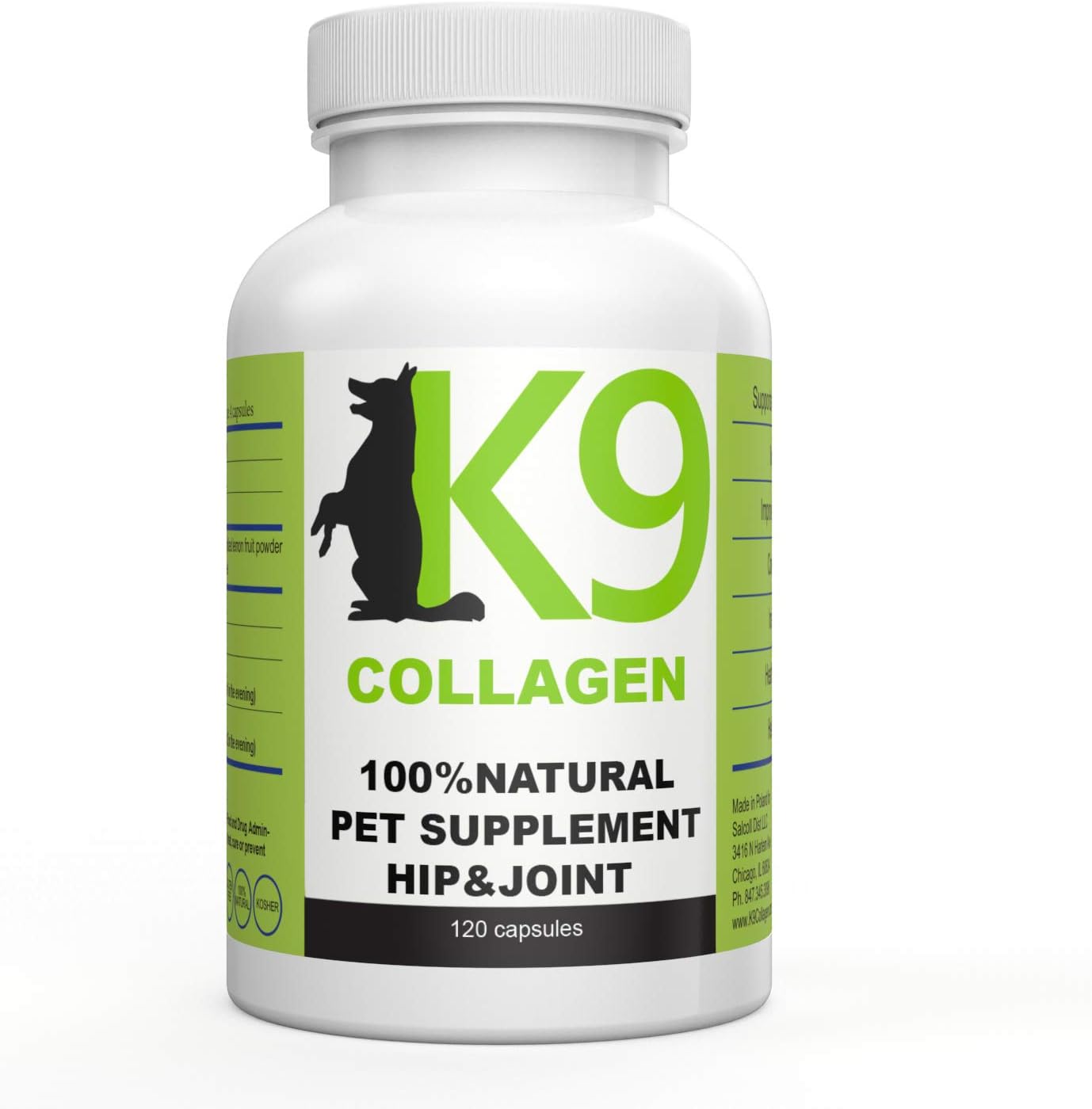 K9 Collagen Hip & Joint Supplement For Dogs - Supports Healthy Joints Cartilage & Skin - Aids Muscle Regeneration Boosts Collagen Production For Better Mobility Vitality & Overall Health -120 Capsules