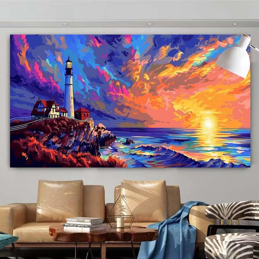 Peinture Diamant Complet Bricolage Phare Mer Décoration Murale