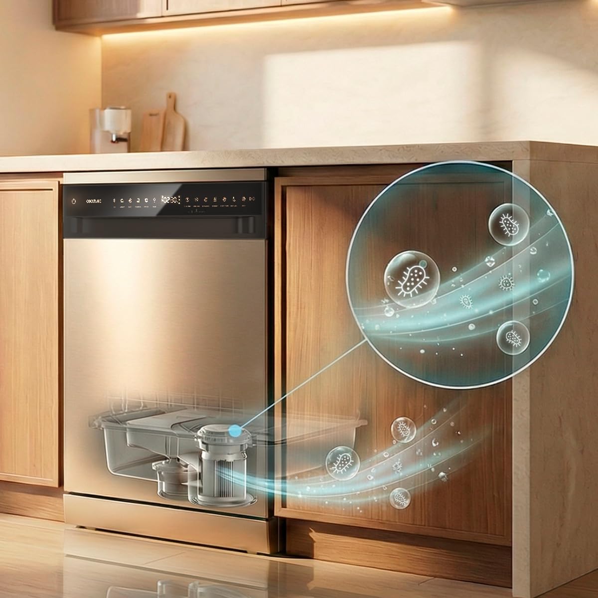 Cecotec Freistehender Geschirrspüler 60 cm Bolero Aguazero 6205. 13 Maßgedecke, 12 Programme, Energieeffizienzklasse D, Inverter Plus Duo Motor, Super Trocken, Halbe Beladung, Leises Waschen