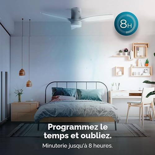 Cecotec Ventilateur de Plafond avec Lumière LED Energysilence Aero 5600 Classic White. 40W, Moteur DC, Diamètre 132 cm, 3 Pales, LED 18W, Minuteur, 6 Vitesses, Télécommande, Fonction Été/Hiver - 5