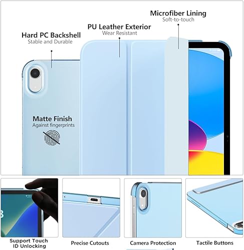 Vista 178 de MoKo Funda para iPad (A16) de 11ª generación de 11 pulgadas 2025, funda para iPad de 10.9 pulgadas 2022, carcasa trasera translúcida de Plateado