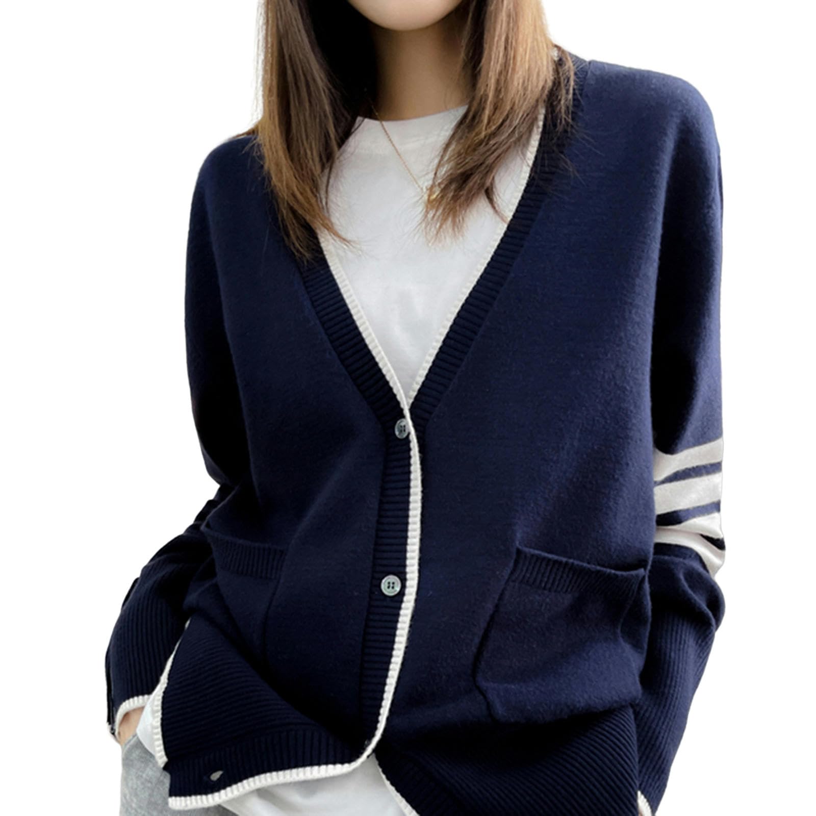NOGRAX Rebeca Mujer Verano Suéter De Manga Larga para Mujer, Cárdigan De Punto Holgado Estilo Otoño, Top De Moda