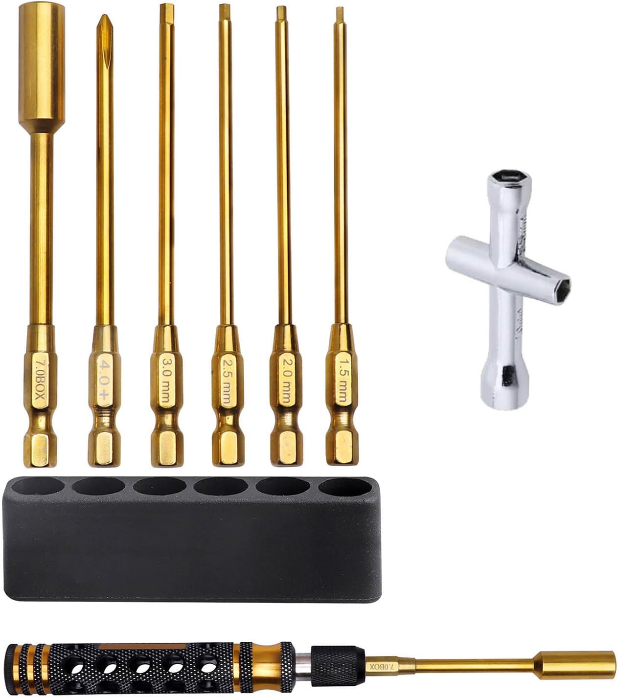 1.5-3.0mm Nut & Cross-Shaped RC Hex Driver Screwdriver Set, 8Pcs US