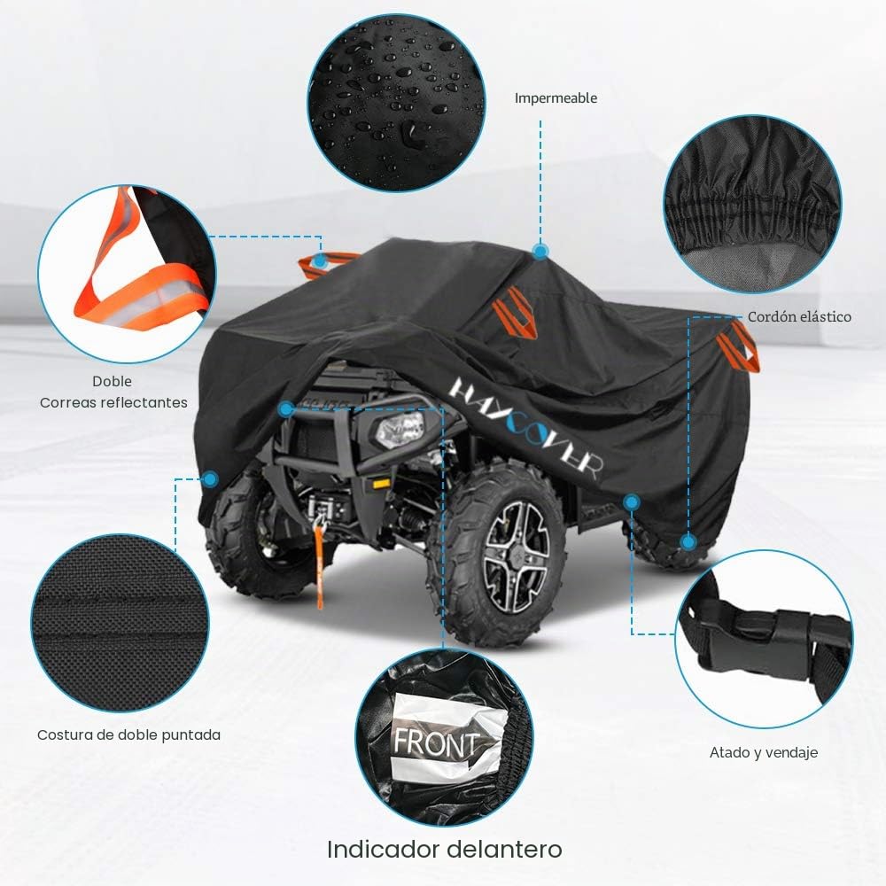 Cubierta de ATV a Prueba de Agua para Polaris Sportsman Yamaha Grizzly Honda Kawasaki con Correas Negro 210x120x115 CM