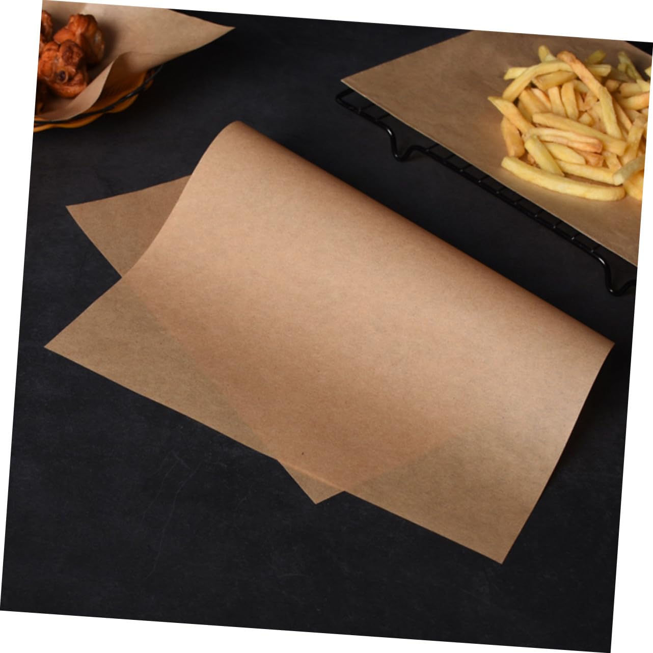 Uonlytech 100 Feuilles de Papier Sulfurisé Kraft Antiadhésif pour Cuisson Four et Emballage Alimentaire, Résistant Haute Température, pour Viande et Pâtisserie