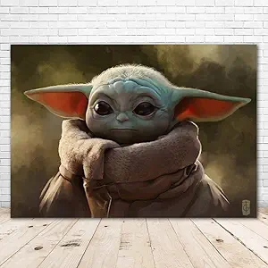 Happy Birthday Baby Yoda Backdrop 7x5ft Star Wars Baby Yoda Background for Pictures Vinyl Photo Backdrop Baby Yoda Banner for Kids Party Supplies