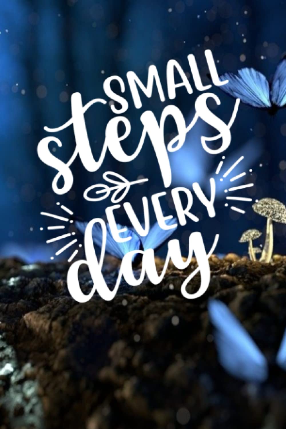 Hiking Journal with Prompts 6x9 165 pages: Blue Fairy Butterflies in the Moonlight