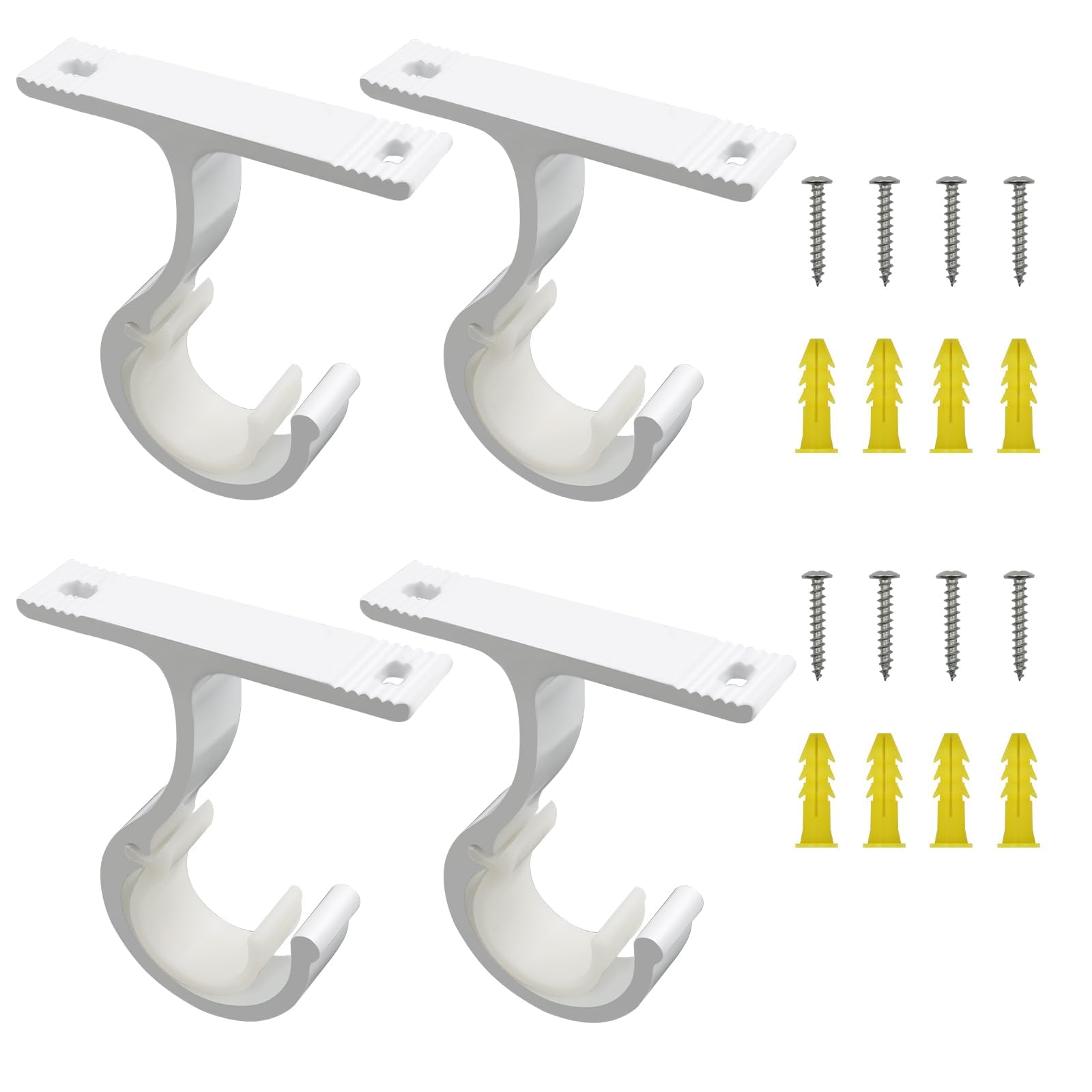 4 PCS Engrosamiento Soporte para Barra Cortina con 8 Juegos Accesorios Montaje Soporte Barra Cortina Techo Aleación de Aluminio Cortina Soportes Diámetro 25-28MM para Hogar Dormitorio Oficina
