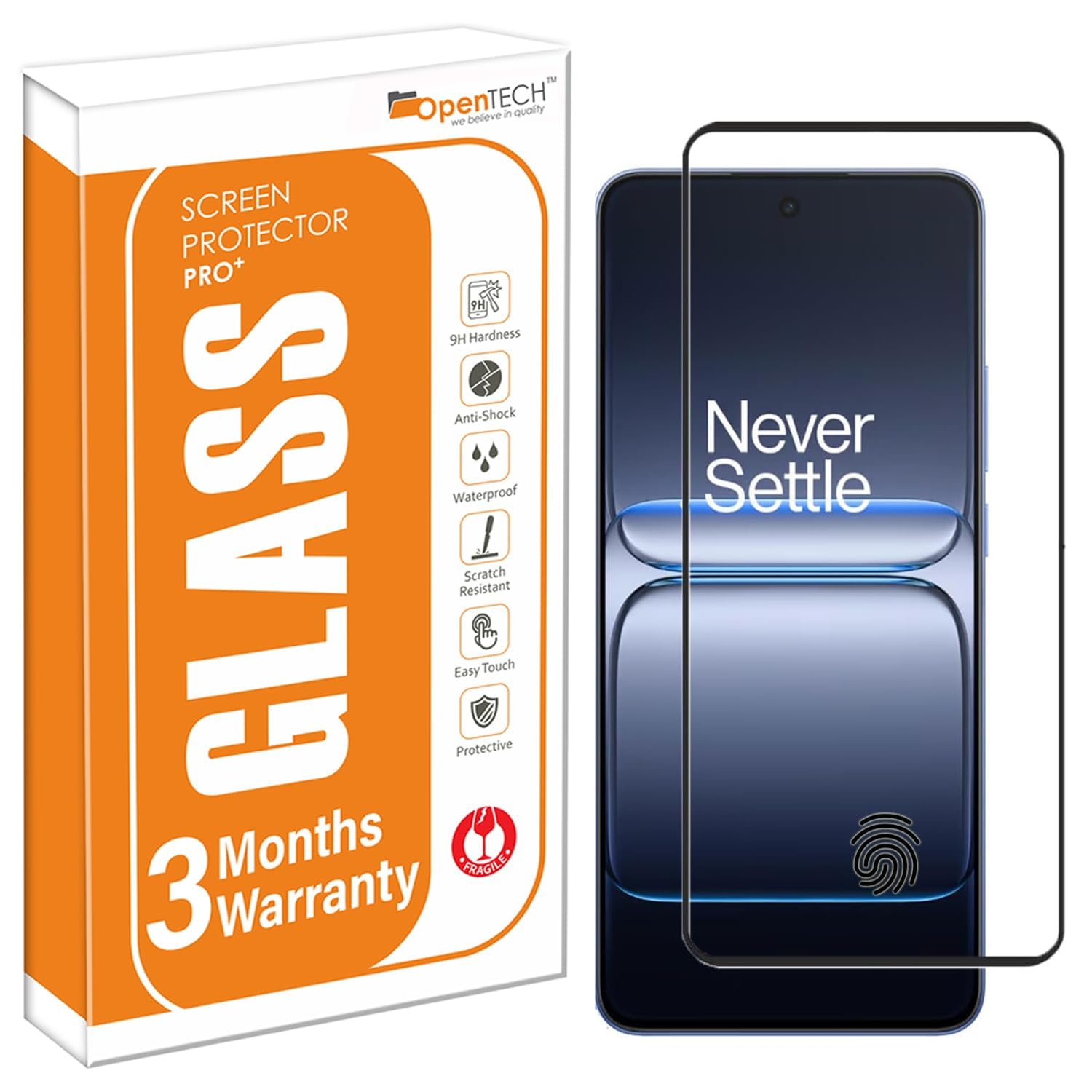 OpenTech® Military-Grade Gorilla Tempered Glass for OnePlus Nord 6 / OnePlus Nord CE 6 with Fingerprint Unlock, Edge to Edge Coverage - Case Friendly, Anti-scratch and Bubble free installation kit