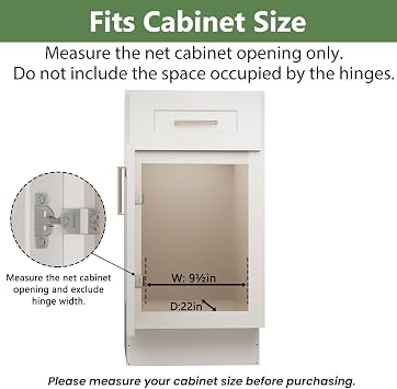 2 Tier Individual Pull Out Cabinet Organizer 9 W x 21½ D, Heavy Duty Cabinet Pull Out Shelves, Slide Out Drawers Organization for Kitchen Cabinets Bathroom