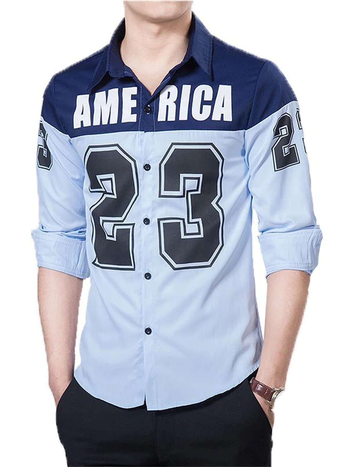 DEELMOMen's Letter Print Regular Fit Shirt