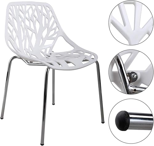 Miniatura 6 de Sandinrayli - Juego de 4 sillas de comedor laterales blancas de 307 pulgadas de altura para comedor sala de espera cocina sala de estar