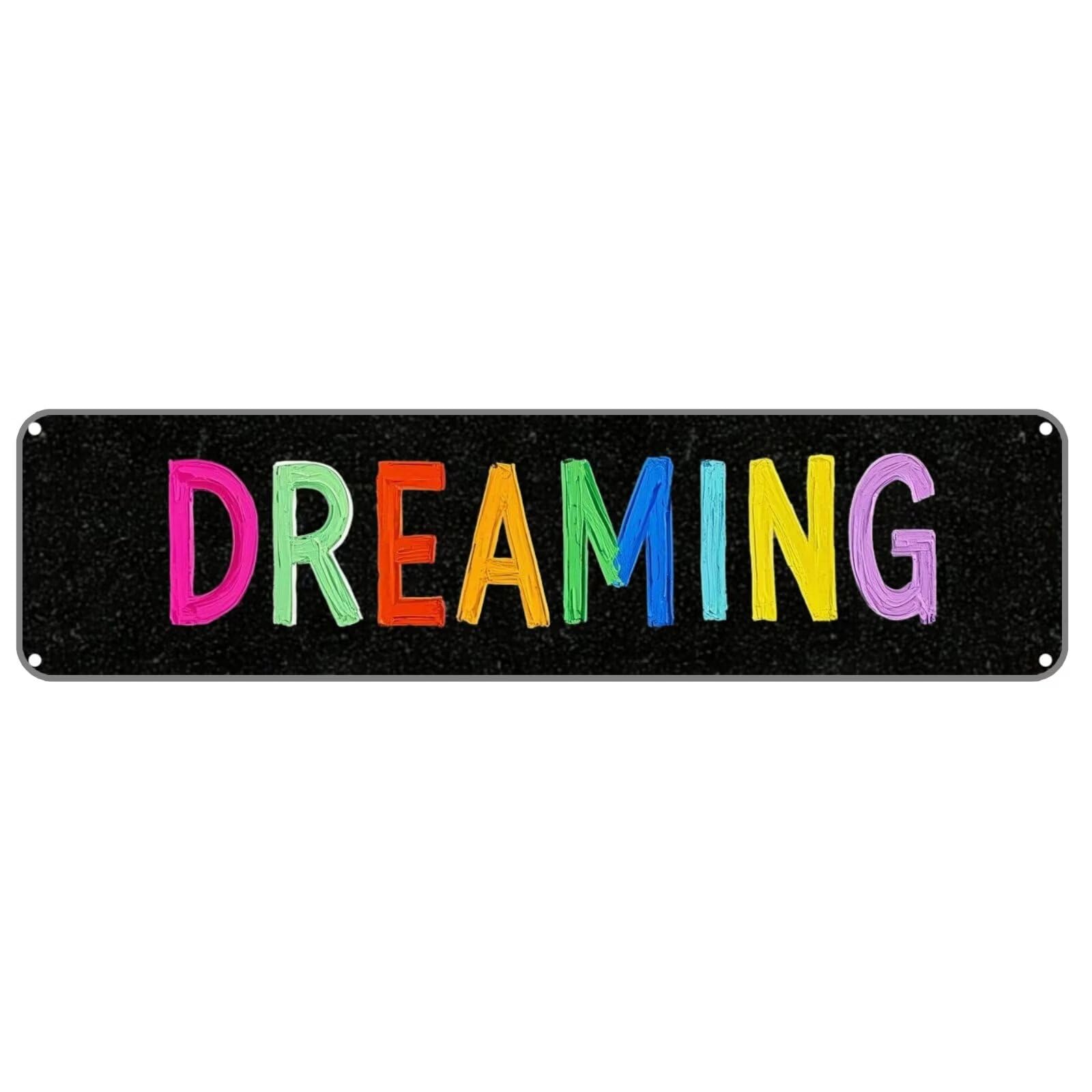 DREAMING Tin Sign Christmas Decor Retro Wall Decor For Home Coffee Bar Funny Aluminum Sign 4x16 Inch