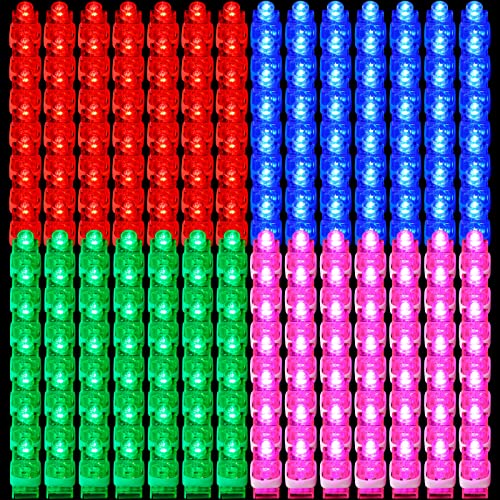 Tuanse 300 Pieces Finger Lights LED Finger Flashlights Glow Rings LED Party Favors Glow in the Dark for Birthday Wedding Party, 4 Colors(Red, Blue, Green, Pink)