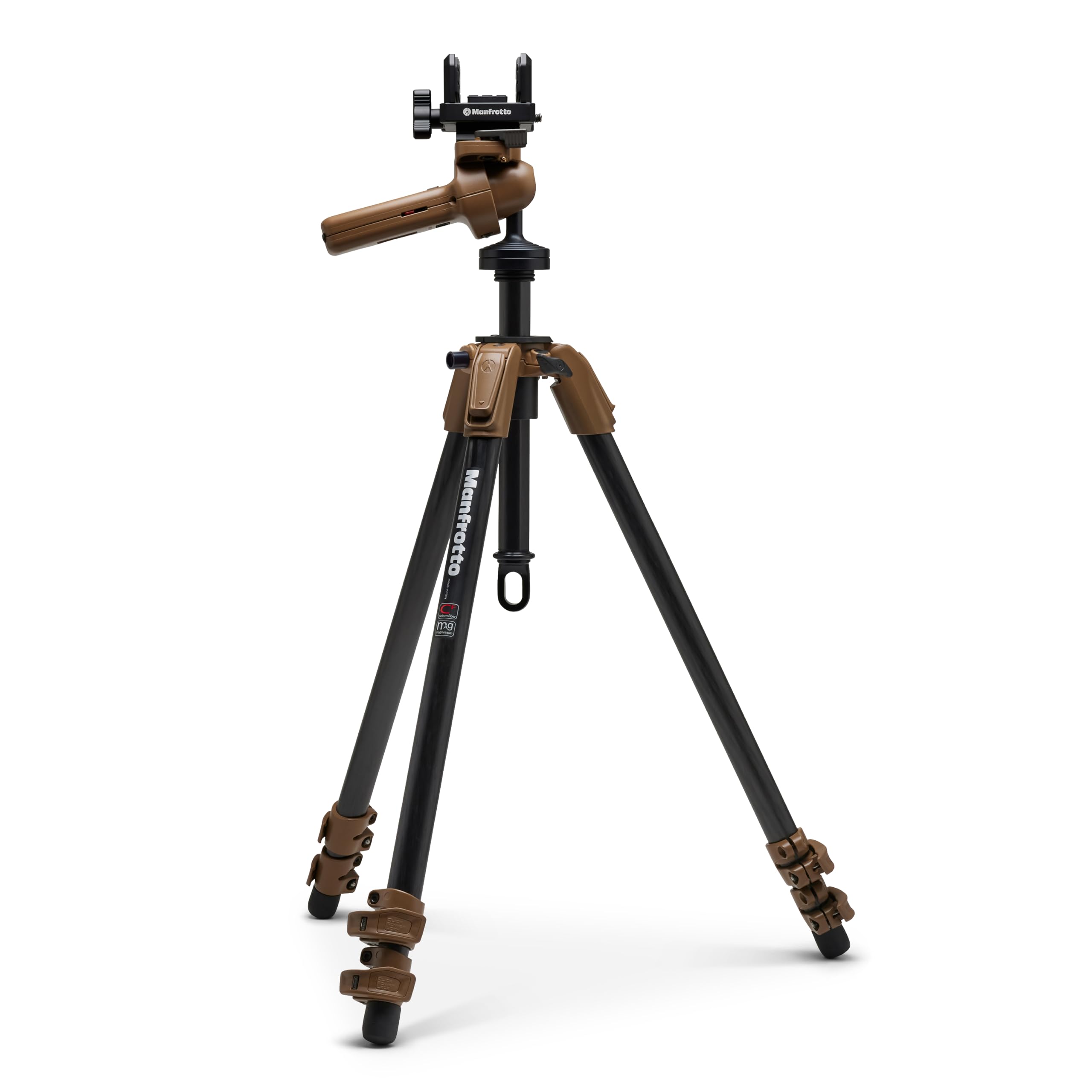 Manfrotto Alpha S.H.O.T. Grip PRO Kit, Carbon Fiber Tripod, 360 Degree Grip Head w/Universal Saddle for Rifles, Optics, Scopes, 200PL Optics Plate, for Hunting, Shooting, Observing, and Outdoors