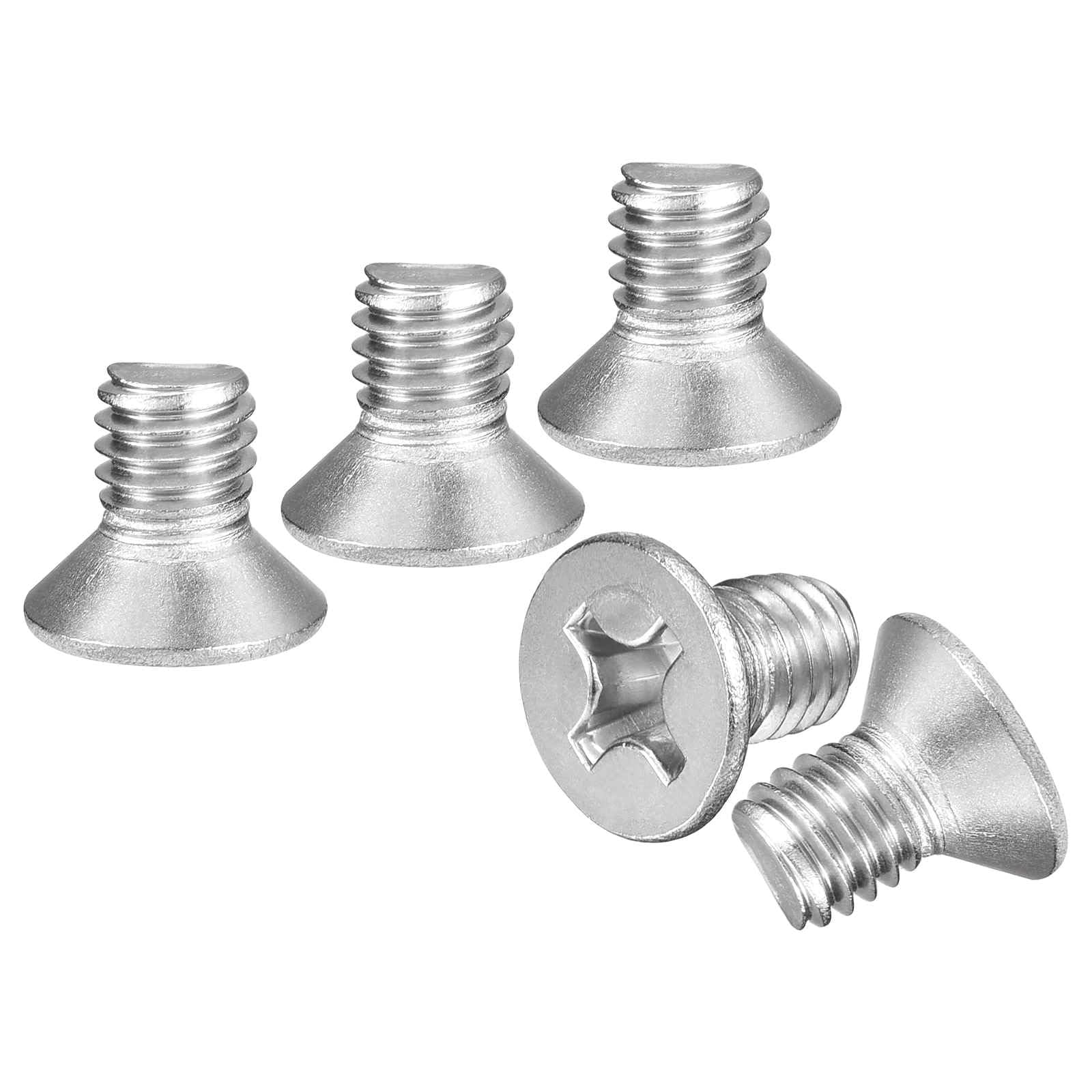 DTGN M6-1x10 Phillips Countersunk Head Bolt - 50pcs - Good for Outdoor Machinery Fastening Maintenance - 304 Stainless Steel Flat Head Machine Screw Bolt - Silver Color — image 1