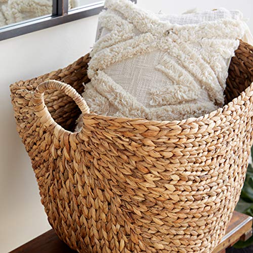 Deco 79 Seagrass Handmade Large Woven Storage Basket With Ring Handles, 20" X 18" X 19", Brown #TOP3