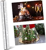 Vista 9 de TOYANDONA Rollo de papel de embalaje de celofán transparente de copo de nieve blanco de 3 m80 cm para ramo de flores de Navidad, cesta de embalaje
