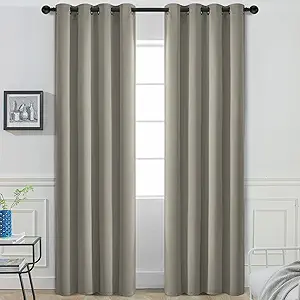 Yakamok Premium Room Darkening Thermal Insulated Curtains for Bedroom/Living Room - Classic Grommet Top (2 Panels, Taupe, 52 Inch by 108 Inch)
