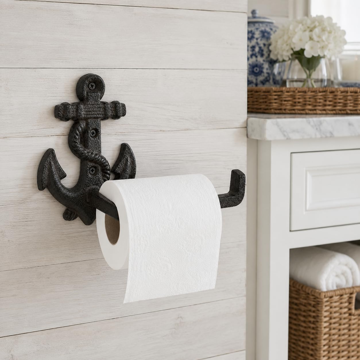 Comfy Hour 9.2 Inch Nautical Toilet Paper Holder, Anchor Decor, Set of 1 — Amazon image 9