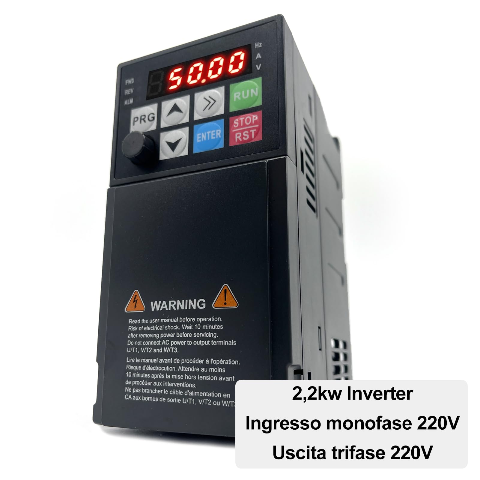 Inverter di Frequenza,220V Inverter di Frequenza VFD 2.2kW,Ingresso Monofase 220V e Uscita Trifase per Regolazione Velocità Motore