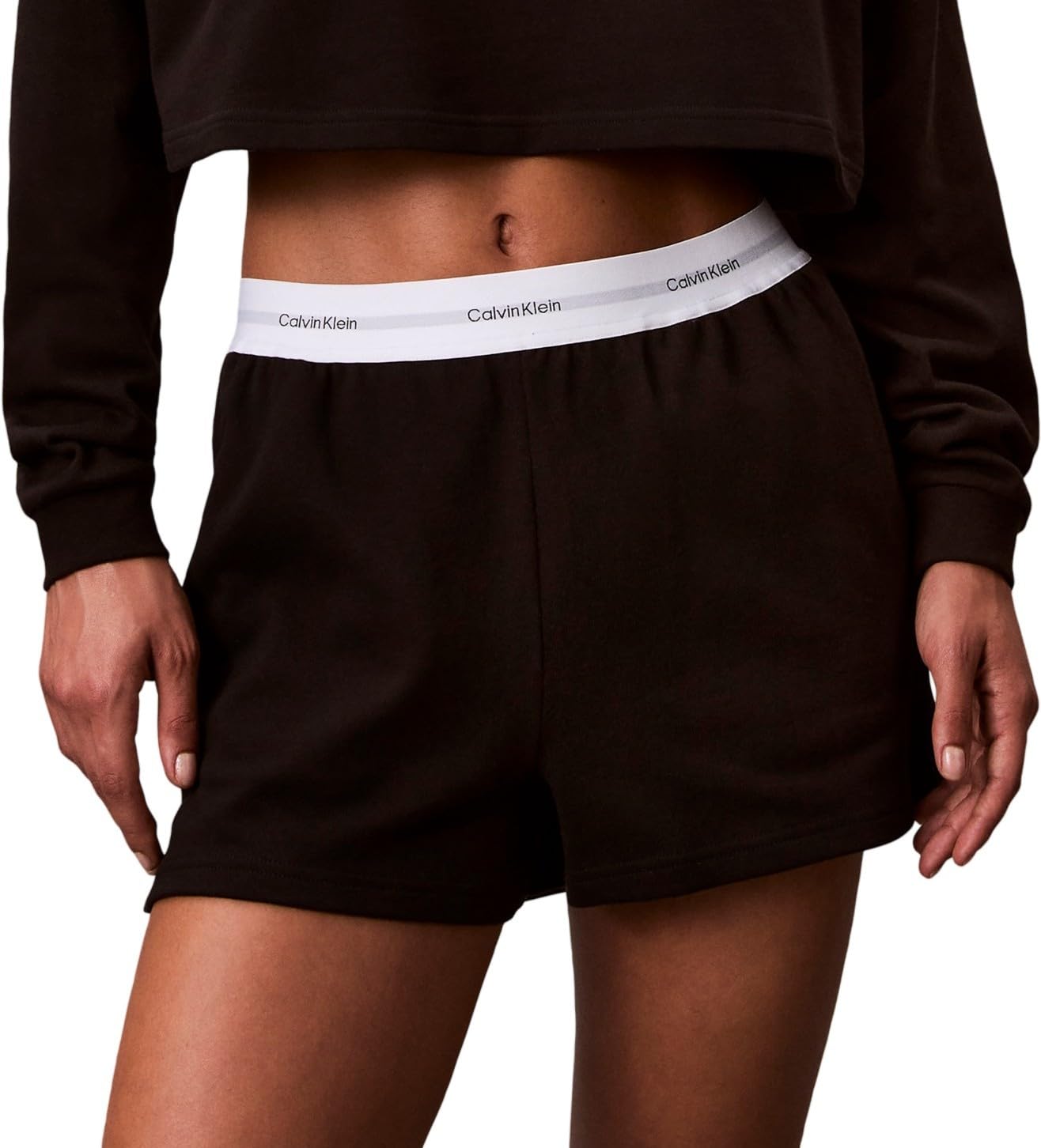 Calvin Klein Damen Sweatshorts Logo Jersey mit Logobund